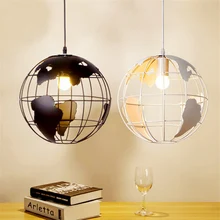 Nórdico moderno de globo bola colgante de luz de mapa mundo E27 lámpara blanco y negro para la sala de café bar Loft Vintage luminarias