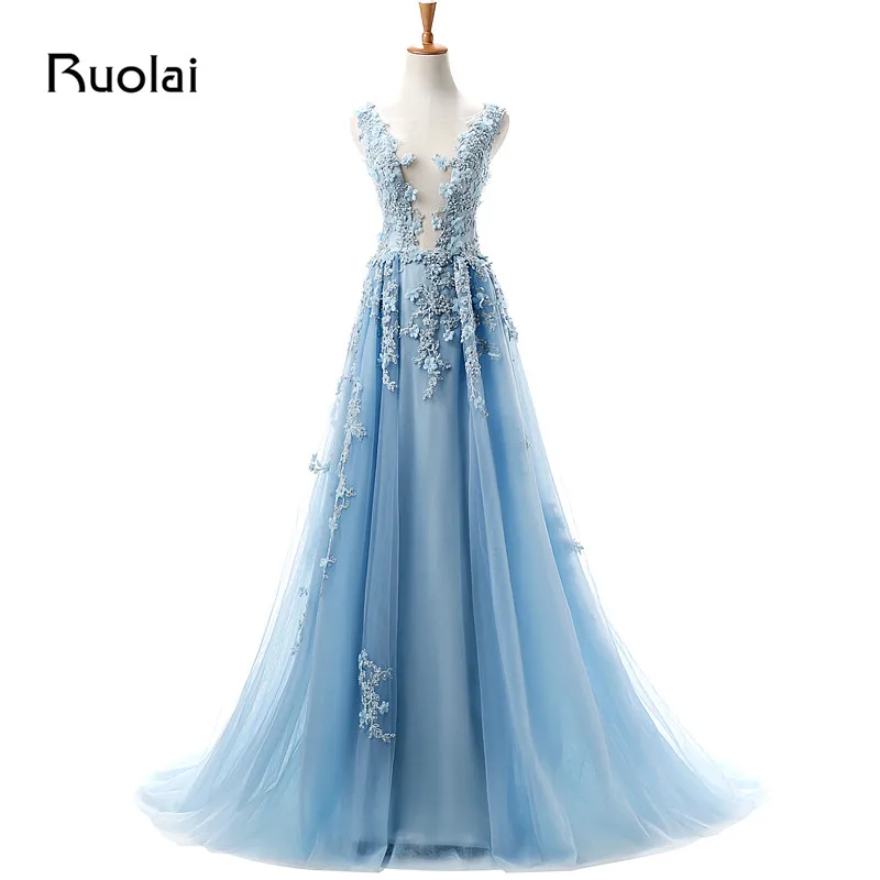 Настоящая фотография Сексуальные вечерние платья трапециевидные фатиновые