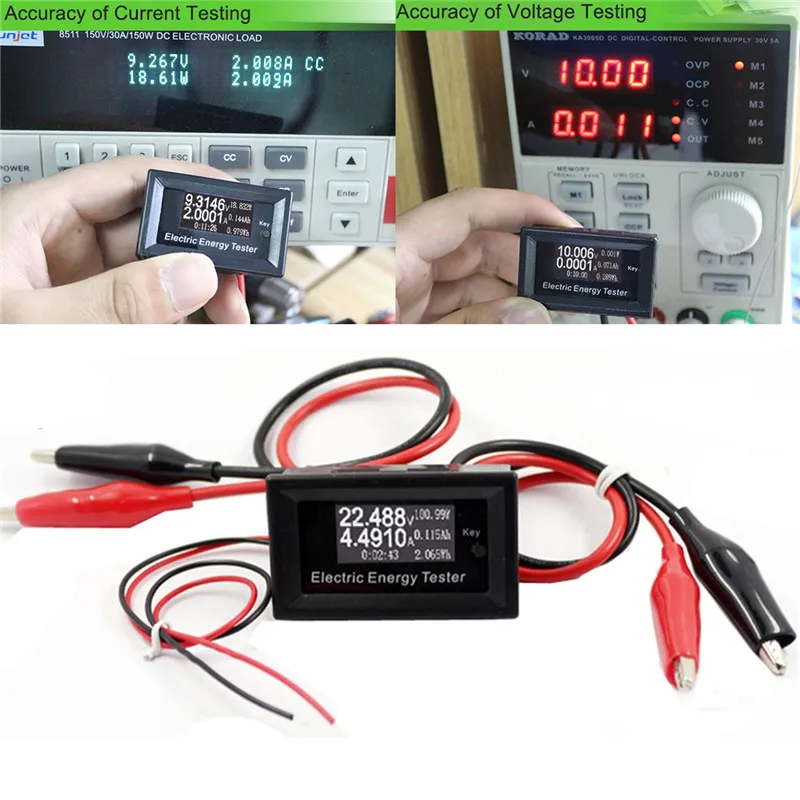 Electric Energy Tester 100V 15A DC Voltmeter Ammeter Current Voltage