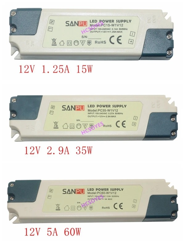 

SANPU Plastic LED Lighting 12V Power Supply Transformer 110V 220V AC to DC 12V 24V 15W 35W 60W LED Driver For CCTV Camera Light