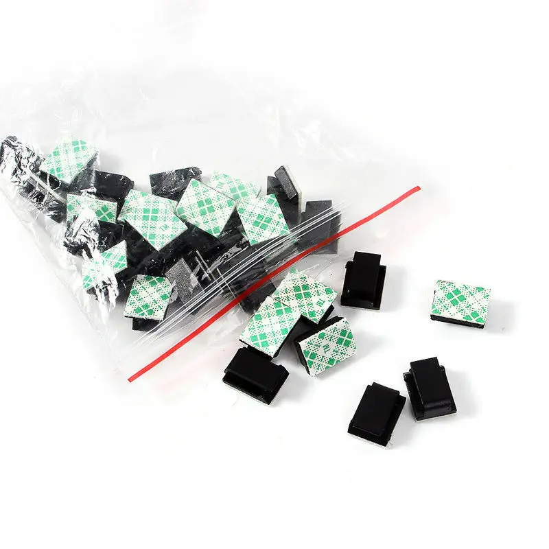 

SEKINEW 30X Cable Clips Adhesive Cord Black Management envrionmental Wire Holder Organizer Clamp Interior Accessories Ornaments