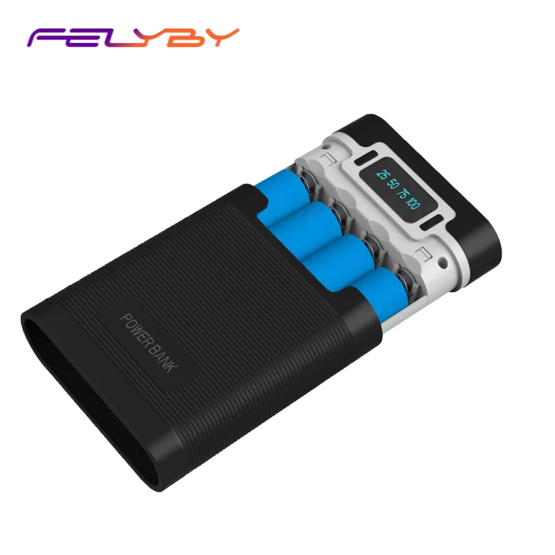 FELYBY портативный внешний аккумулятор 18650 зарядное устройство мобильный блок питания с светодиодный светильник дисплей двойной USB выход для мобильного телефона