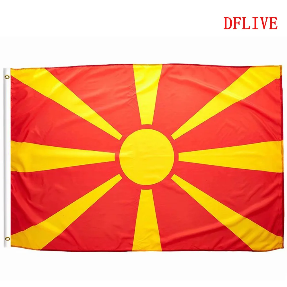 

DFLIVE Macedonia Country Flag 3x5 FT Printed Polyester Fly 90x150 CM Macedonian MK National Banner