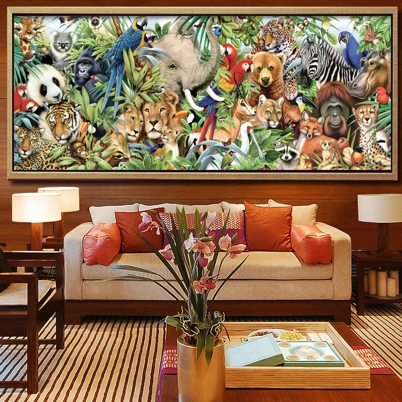 New 5D DIY Round Diamond Painting Zoo Animals Embroidery Full round Cross Stitch Rhinestone Mosaic Home decor | Дом и сад