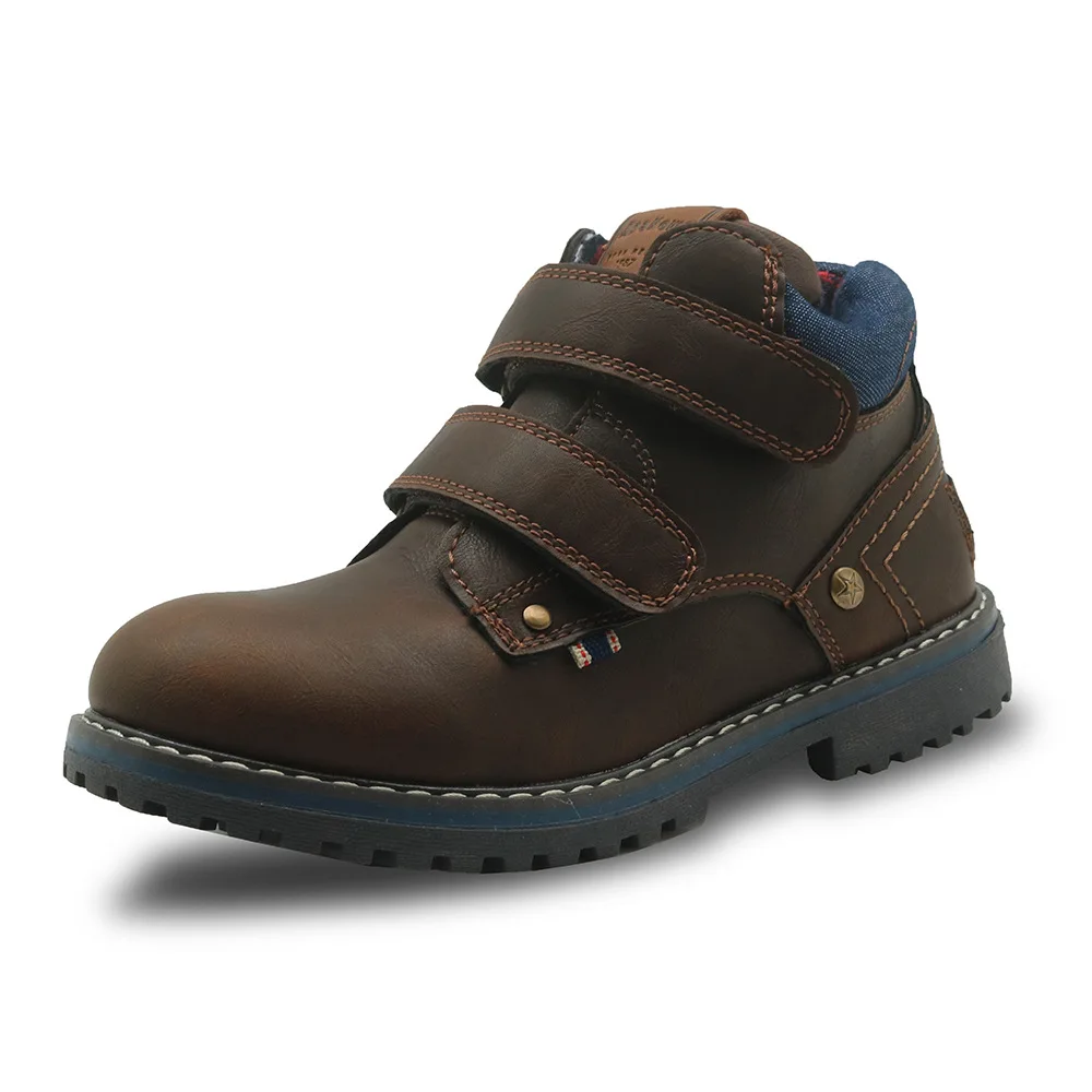 

Rubber Boots Boys 2018 Waterproof Warm Winter Snow Boots for Boys Genuine Leather Casual Boots Anti-slip Brown Black