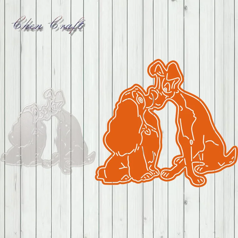 

Two dogs Metal Cutting Dies Stencil DIY Scrapbooking Photo Album Decor Embossing Cards Making DIY Crafts