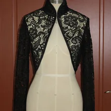 Элегантное кружевное болеро с длинным рукавом, Свадебный жакет, черное свадебное вечернее Болеро для женщин, настоящая фотография