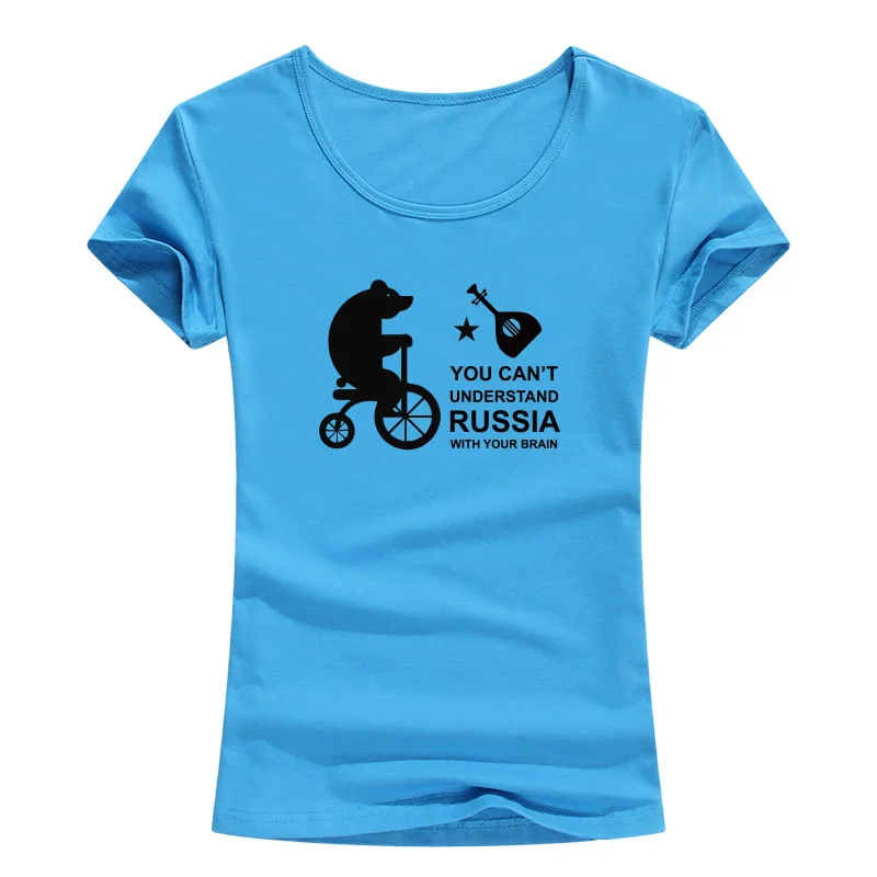 Для женщин Летняя Новинка Россия гризли; футболка с изображением забавного животного топы, Лидер продаж футболки Мода Harajuku Костюмы - Цвет: DodgerBlue