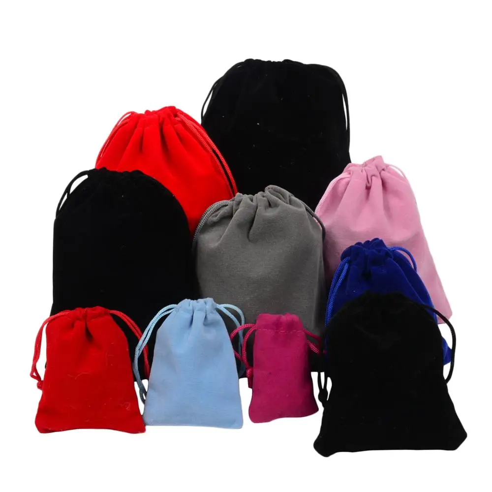 

Double Faced Flannel bag Drawstring Wristlets Pocket Bag High End Jewelry Solid Color Bags Portable Multi-Function Pouch Bag