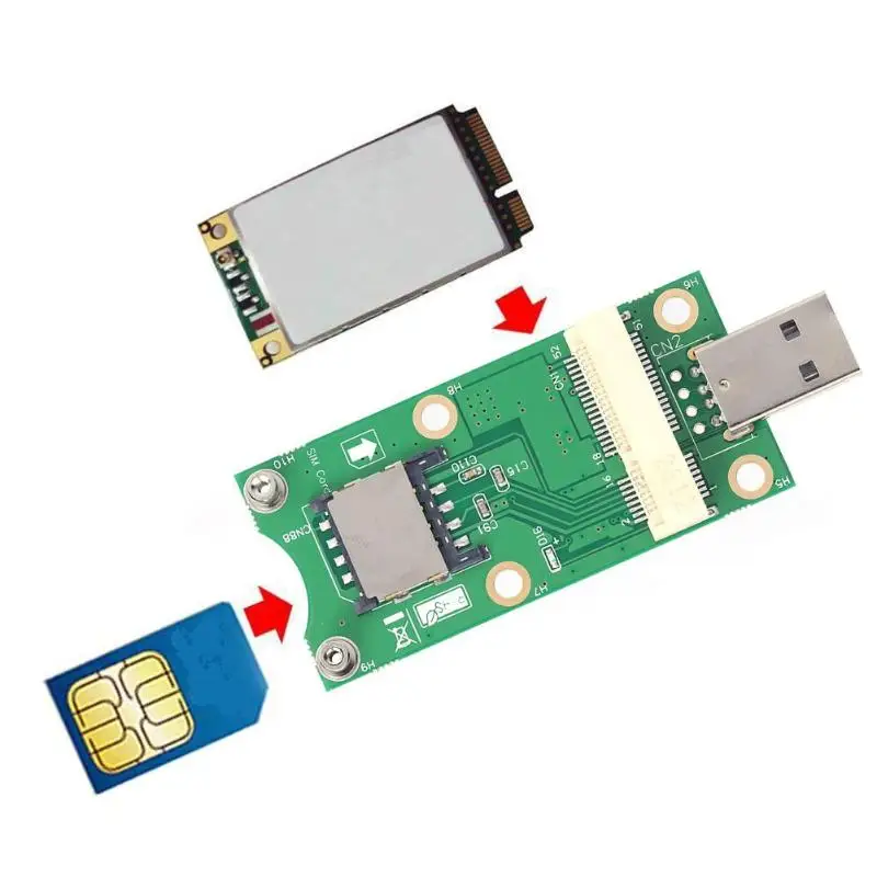 Mini PCI-E to USB Adapter with SIM 8 Pin Card Slot for WWAN/LTE Module