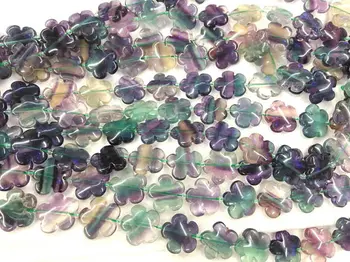 

Rainbow Fluorite beads Full strand 16" jasper flower semi-precious stone Yellow Jade flower Fluorial carving flower Jewelry bead