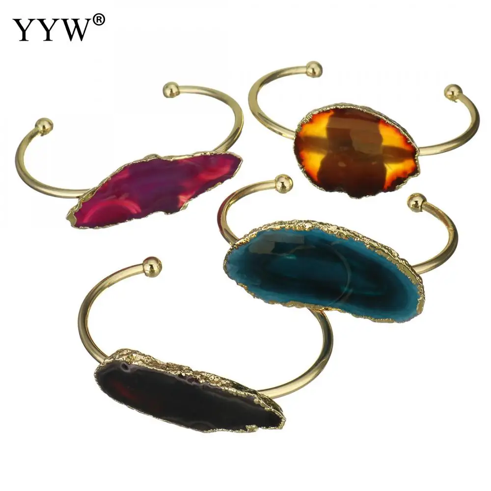 Cuff Bangle Natural Stone Hollow Opening Bracelet Women Multiple Kinds Luxury Retro Female Jewelry Accessories Bileklik | Украшения и