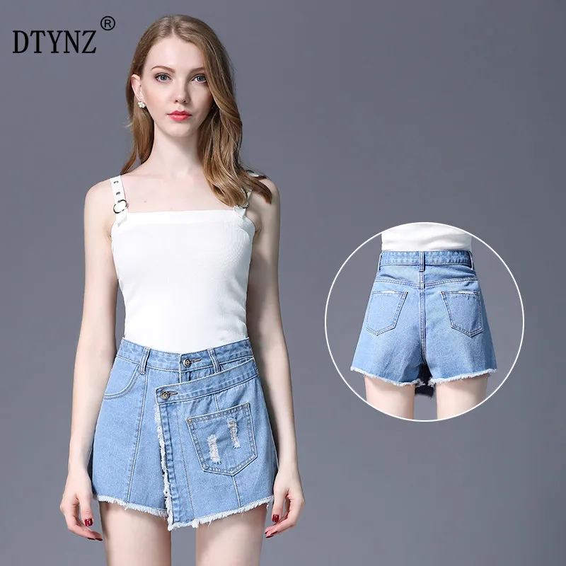 

DTYNZ denim skirt large size loose irregular side denim skirt shorts trend hair accessories fashion slim women's denim skirt