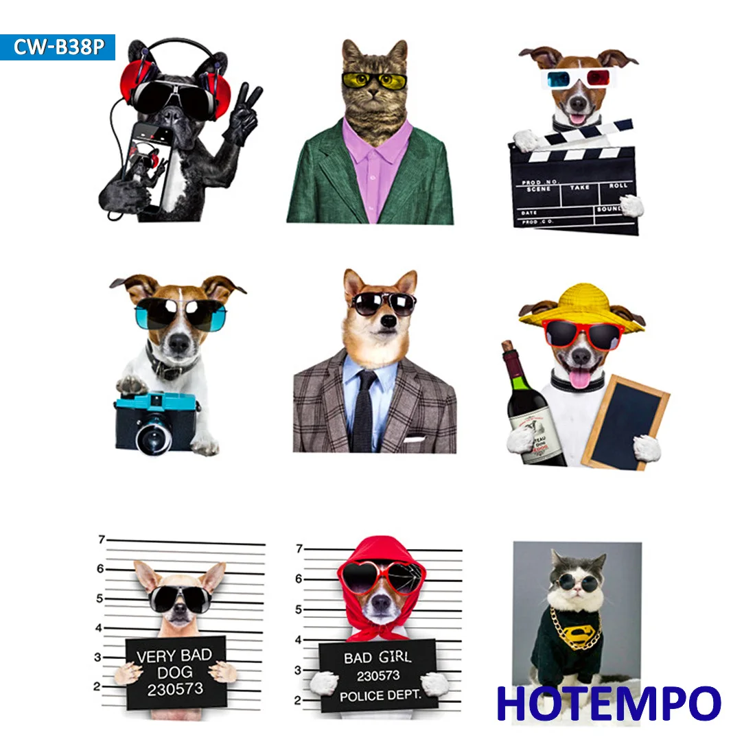 38pcs Cool Pets Puppy Cat with sunglasses Stickers for Phone Laptop Luggage Suitcase Guitar Skateboard Bike Car Decal Stickers 38pcs Cool Pets Puppy Cat with sunglasses Stickers for Phone Laptop Luggage Suitcase Guitar Skateboard Bike Car Decal Stickers