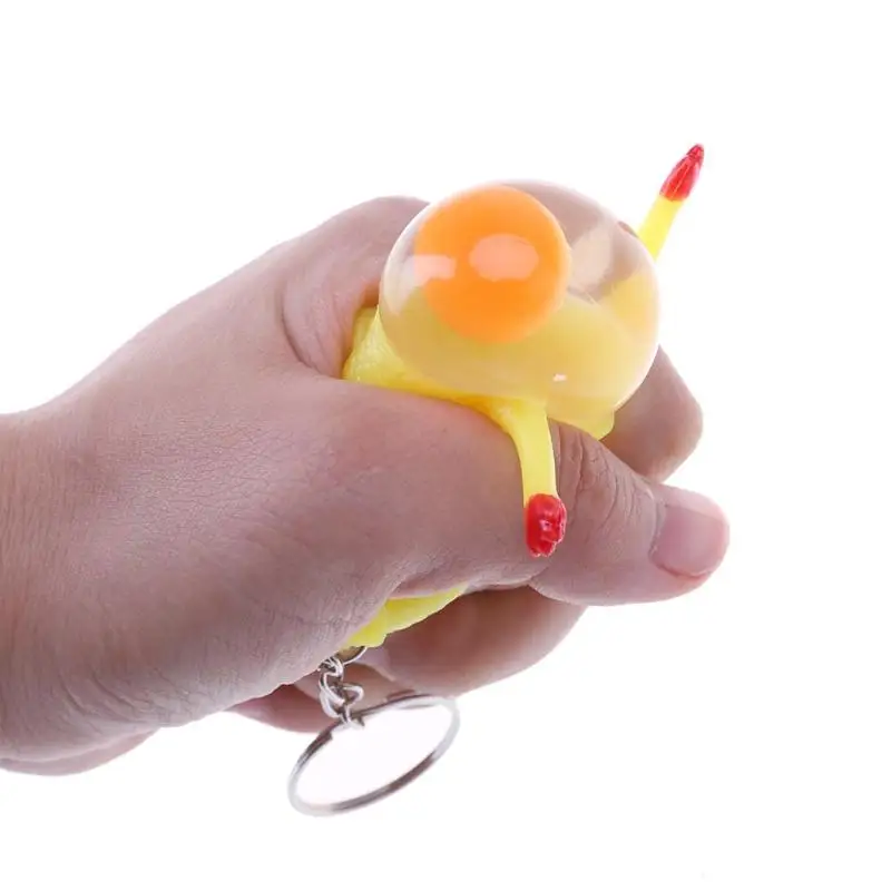 Novelty Spoof Tricky Funny Gadgets Toys Vent Chicken Whole Egg Laying Hens Crowded Stress Ball Keychain