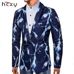 HCXY Для мужчин s мода печатных Blazer Повседневное Slim Fit костюмы куртка высокое качество мужские пиджаки Для мужчин пальто Masculino