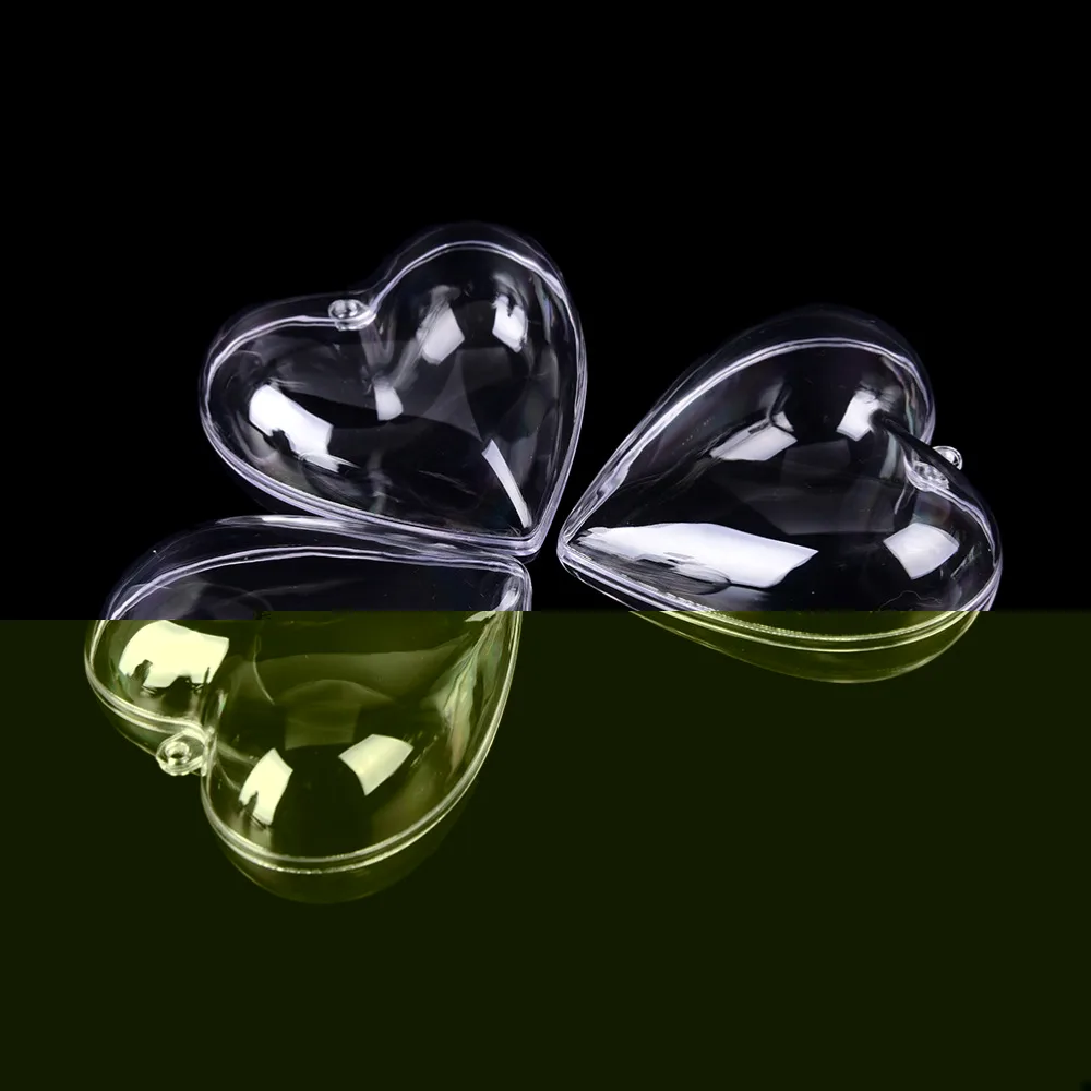 2 шт./лот 65/80 мм DIY прозрачный пластик для ванной бомба плесень в форме сердца акриловые формы
