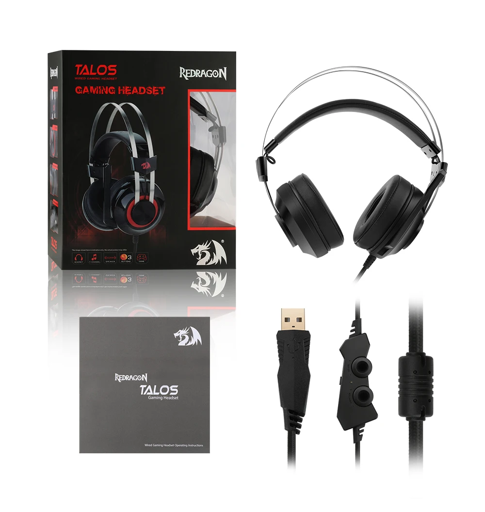 Игровая гарнитура Redragon TALOS H601 GAMER 7,1 USB PC PS4 Surround PRO проводная компьютерная гарнитура наушники с микрофоном