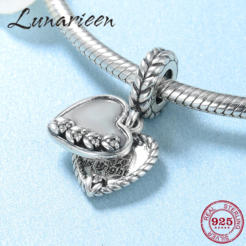 

Hot sale 925 Sterling Silver The Future is Bright Hearts shape Pendants beads Fit Original Bracelet Pandora Women DIY Jewelry