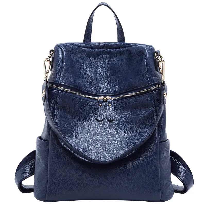 

Fashion Genuine Leather backpack Women Casual School Backpack Female Multi Shoulder Bag For Girl 2019 Hot Brand