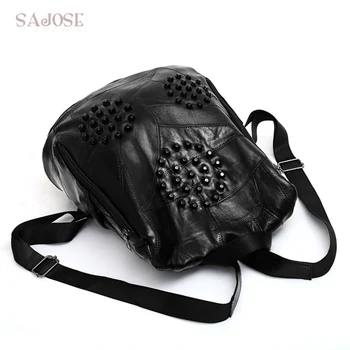 

Women Leather backpack Female Shoulder Bag High Quality Fashion Rivet Black Backpacks Designers DropShipping