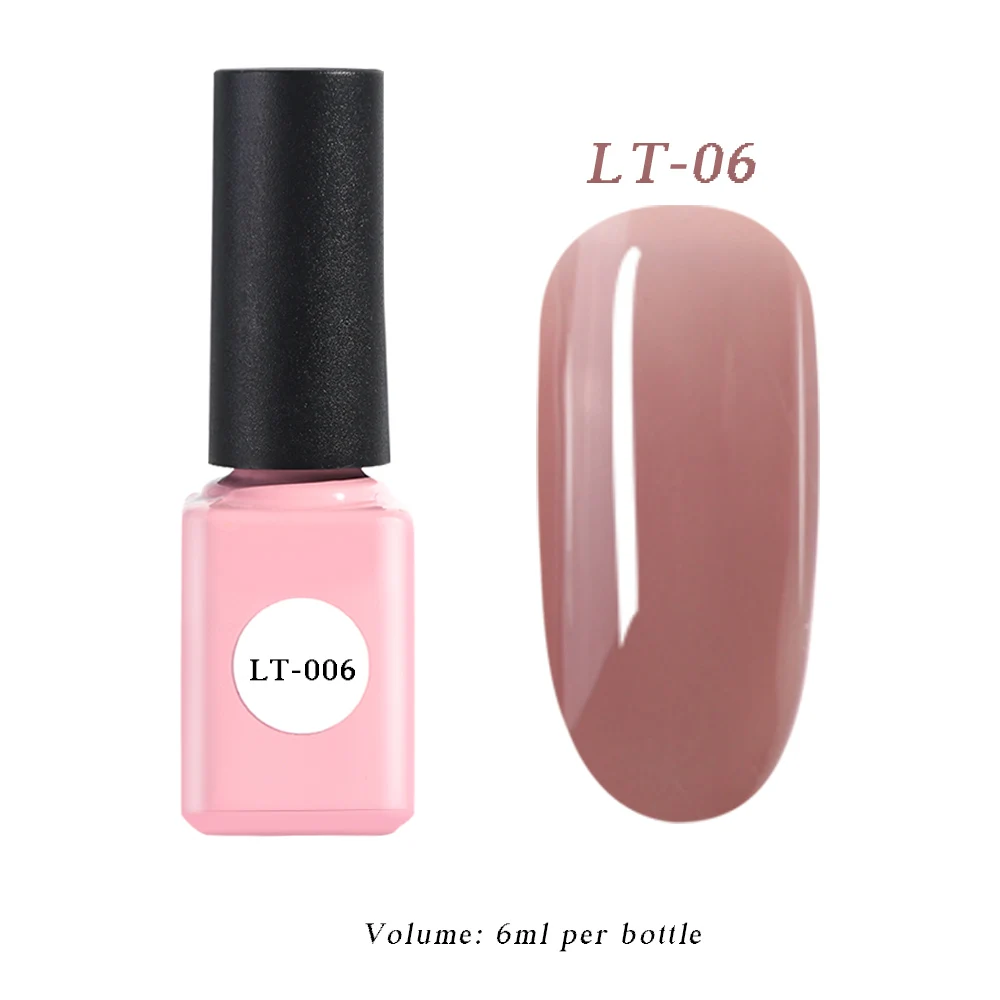 6 мл Чистый Цвет Гель-лак для ногтей замачиваемый розовый телесный лак прозрачный УФ светодиодный гель DIY Перманентный лак маникюр Дизайн ногтей LALT01-06 - Цвет: LT06