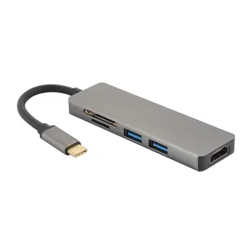 

New Arrival! 5 in 1 Type-c to 2 Port USB 3.0 Hub+HDMI+SD/TF Card Reader Adapter USB 3.0 Wire Multi-function Card Reader