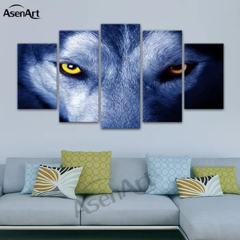 

Canvas Painting the Wolf Eyes Artwork Modern Picture poster Wall Art for Living Room Home Decor Framed Ready to Hang картина