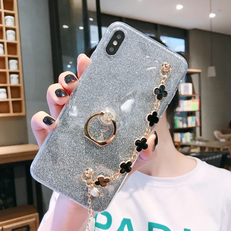 Шикарный Браслет чехол для iPhone 6 7 8 Plus X XS Блестящий Элегантный чехол-держатель с