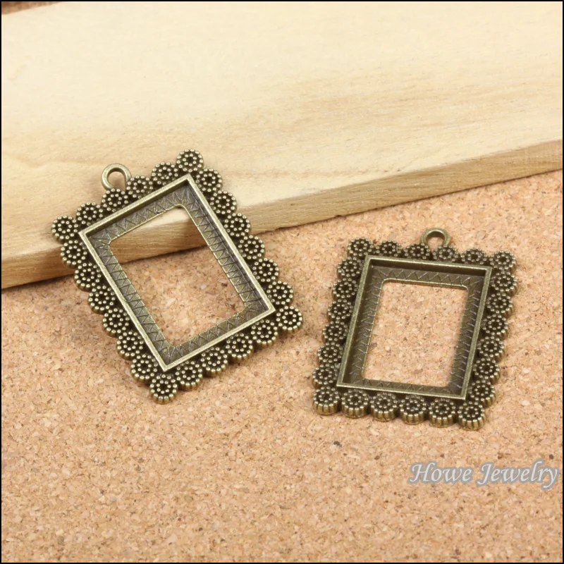 

Wholesale 13 pcs Vintage Charms Rectangular frame Pendant Antique bronze Fit Bracelets Necklace DIY Metal Jewelry Making