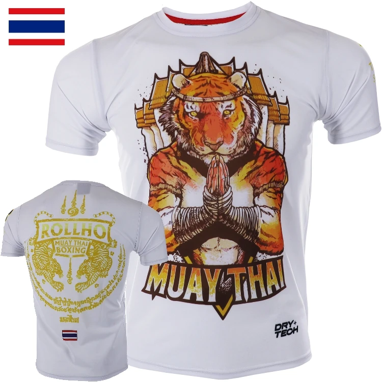 

ROLLHO soft monkey fighting muay Thai short sleeves broadcast for tiger short sleeves quick dry spring fight MMA fitness T-s