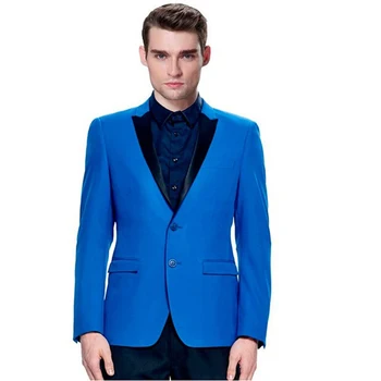 

Fashion Wedding Tuxedos royal blue 2 Pieces Groom Mens Suits Groomsmen Slim Fit 2017 Man vestido de festa men Suit (Jacket+Pant)