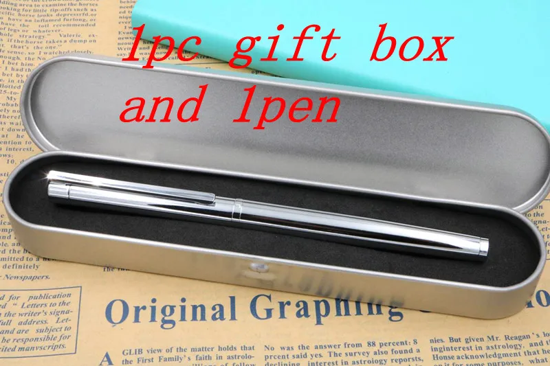 Jinhao Silver 126 все стали ручка кусок Бухгалтерия студент подарочный набор авторучка - Цвет: 1pen and 1box