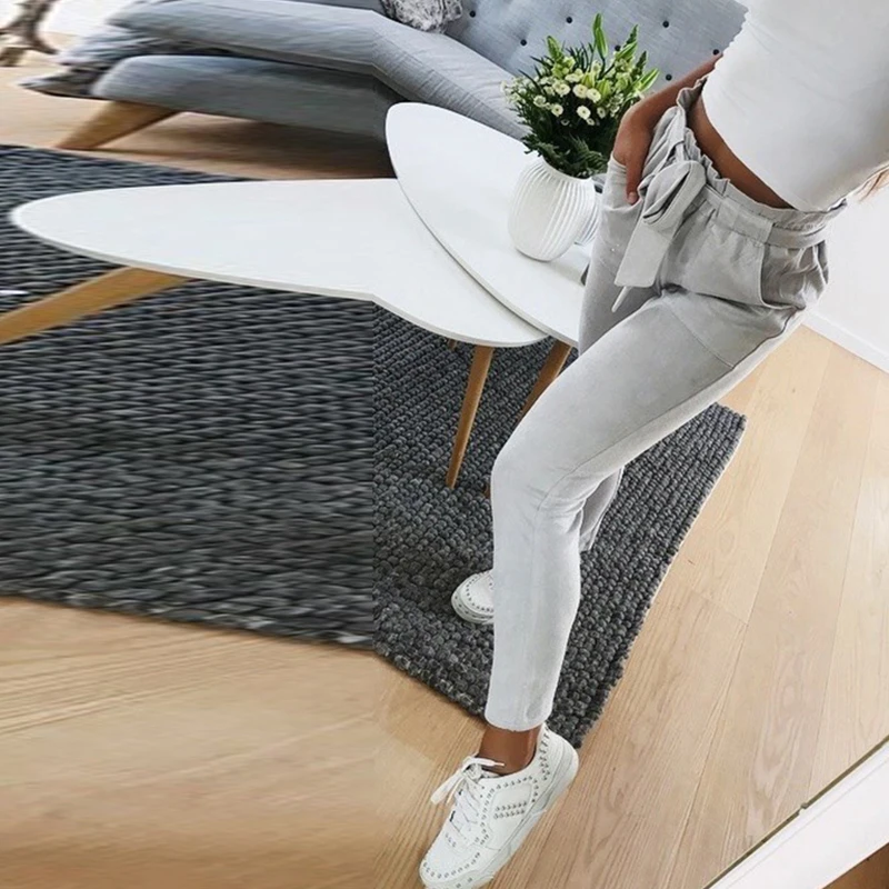 

2018 summer Fashion Women's New Solid color high waist female casual trousers OL chiffon harem pants pantalones