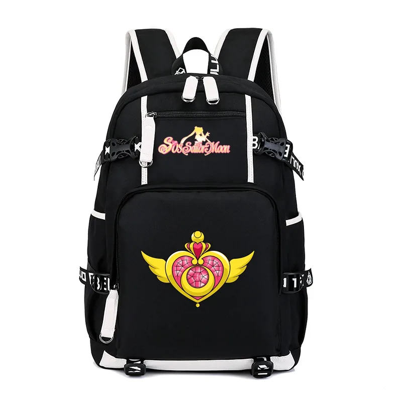 Японского аниме Сэйлор Мун Луна рюкзак черный унисекс плеча Путешествия Ноутбук Сумки Дети школьный рюкзак, сумка для книг Mochila подарок