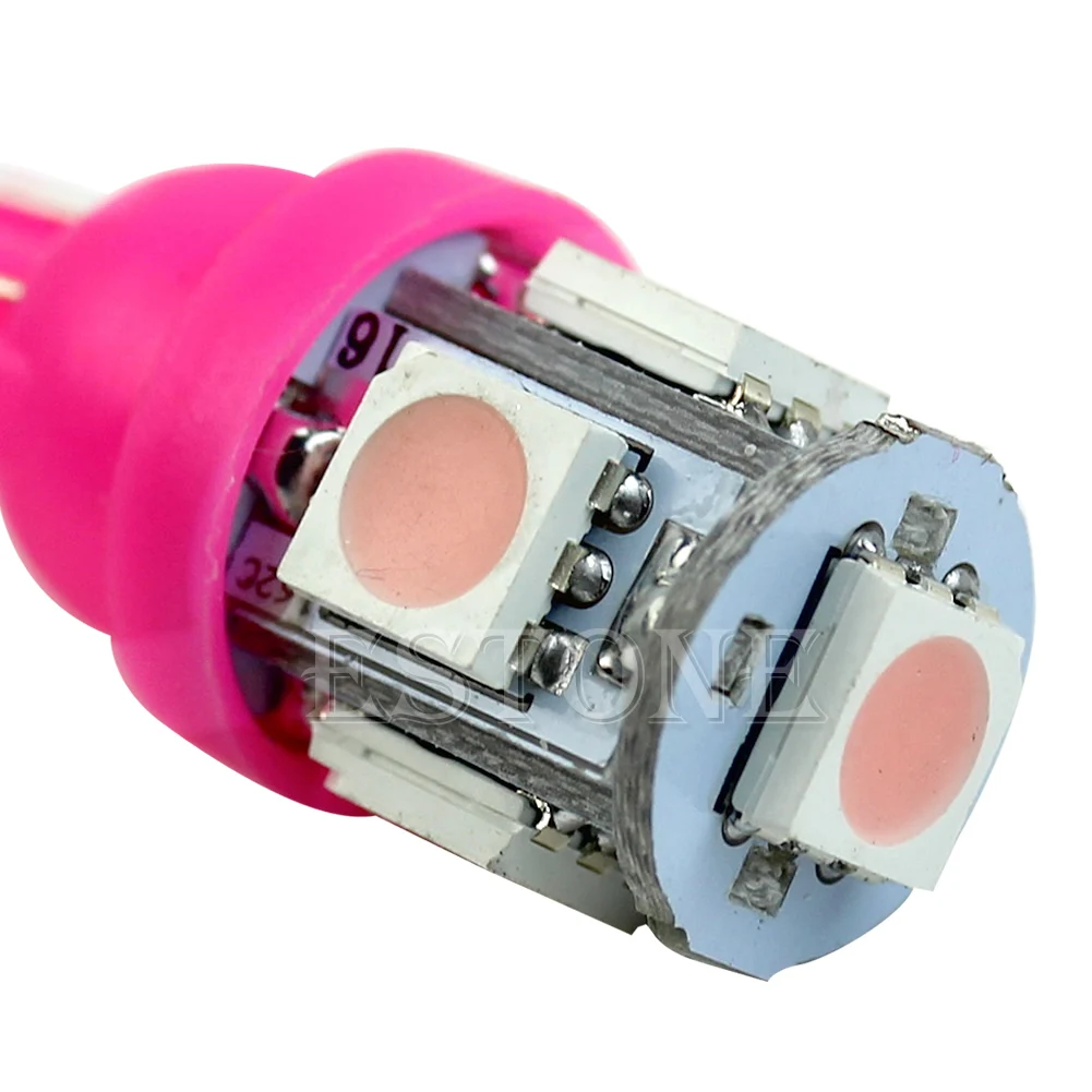 Розовая Автомобильная ксеноновая лампа T10 5050 SMD 5 светодиодный 194 168 W5W|Сигнальная