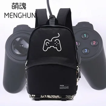 

New simple design game controller printing black nylong backpack retro game fans backpacks NB081