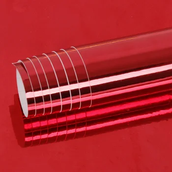 

SUNICE 1.52x10mts Auto Car Coating Sticker Car Sticker Car Wrap Accessories Red Stretchable Chrome PVC Film Air Bubble Free