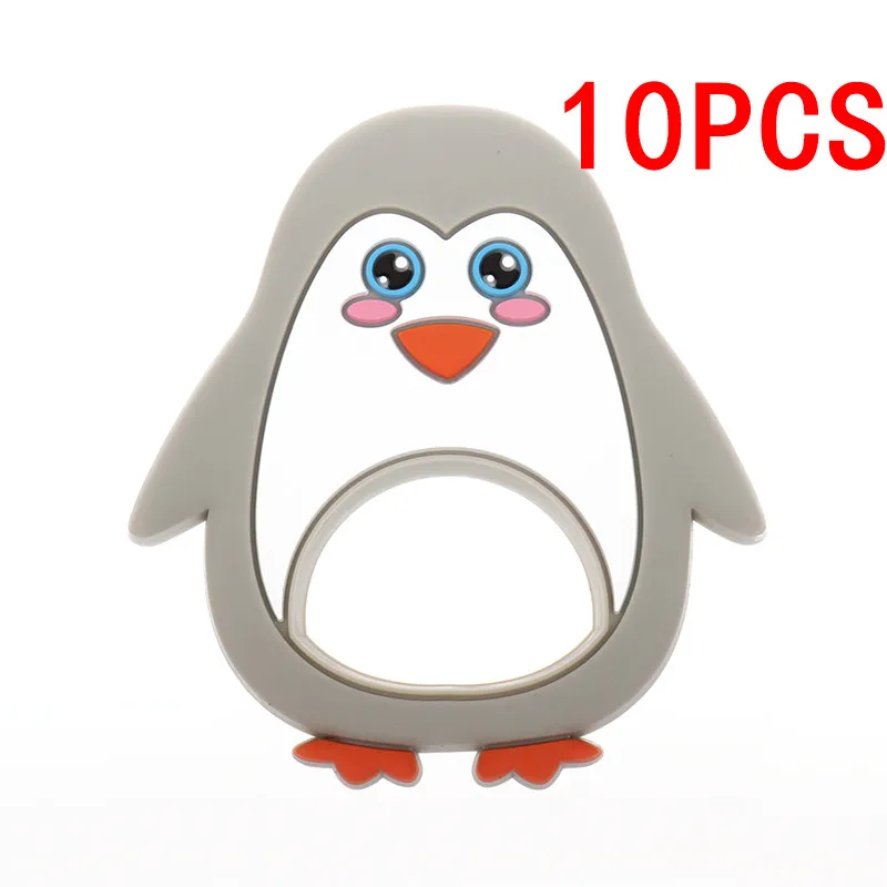 Силиконовых прорезывателей в виде пингвина для малышей Ежик 10 шт., не содержит бисфенола, детские жевательные прорезыватели, ожерелье, кулон, аксессуары для медсестер, подарки - Цвет: 01 Shallow Gray