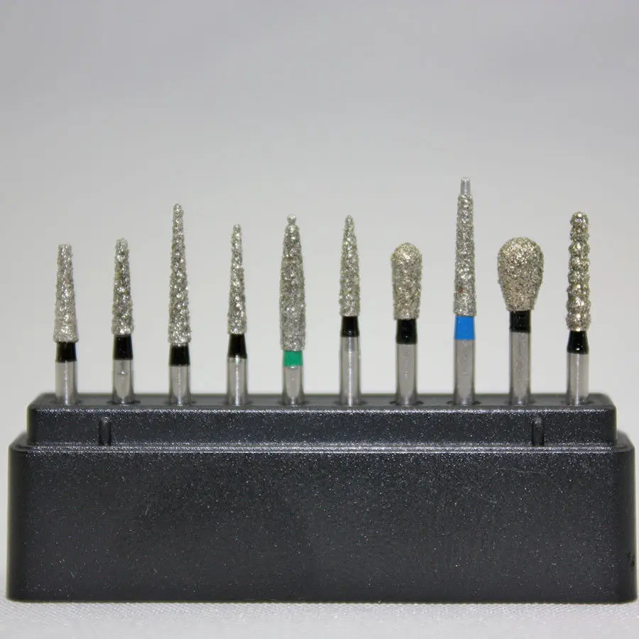 10pcs Dental Diamond FG1.6mm Burs Set For Porcelain Polishing Dentist