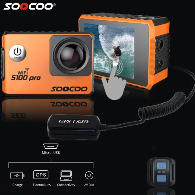 SOOCOO S100 S100 Pro Экшн-камера 4K NTK96660 сенсорный экран 20MP 30M Водонепроницаемая Спортивная камера опция gps гироскоп стабилизация изображения