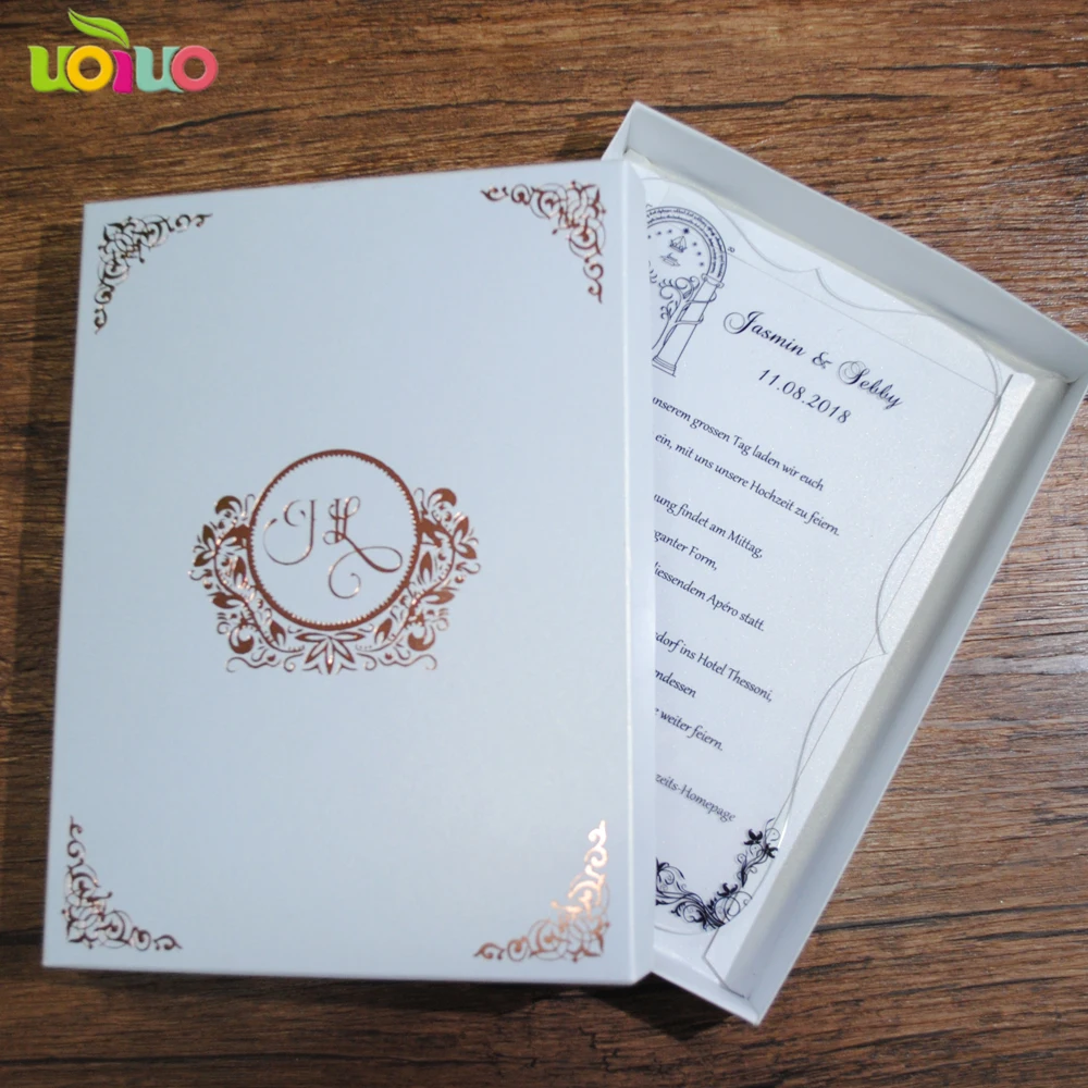  Luxurious wedding invitations flower lace acrylic card various color printing with wedding box - 32919315739