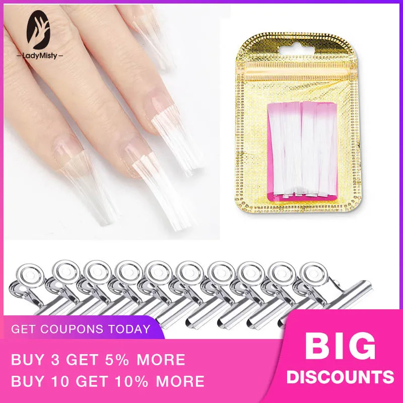

Ladymisty 20Pcs Nails Extension Nail Forms Silk Wraps Fiberglass Nail Curvature Pinching Clips Multi Function Extension Tool Set