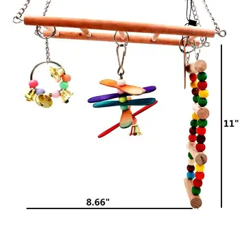 Parrot Toys Birds Ladders Wood Parakeet Toy Parrot Swings Wood Bridge Ladders Perches Stand for Small Birds Cage Accessories 3