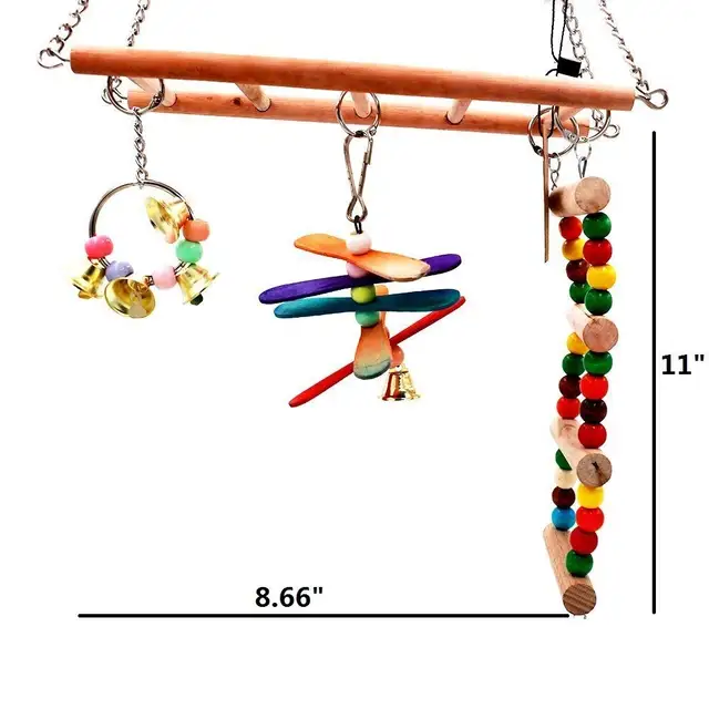 Parrot Toys Birds Ladders Wood Parakeet Toy Parrot Swings Wood Bridge Ladders Perches Stand for Small Birds Cage Accessories 3