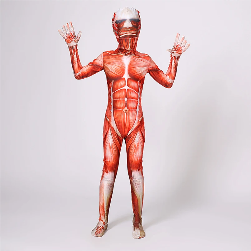 Детский костюм для косплея shingeki no kyojin Зентаи с рисунком мышц супергероя