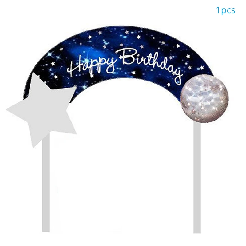 НЛО День Рождения украшения набор космоса планеты день рождения одноразовая посуда инопланетянин астронавт тема галактика вечерние украшения - Цвет: 1pcs Cake Topper