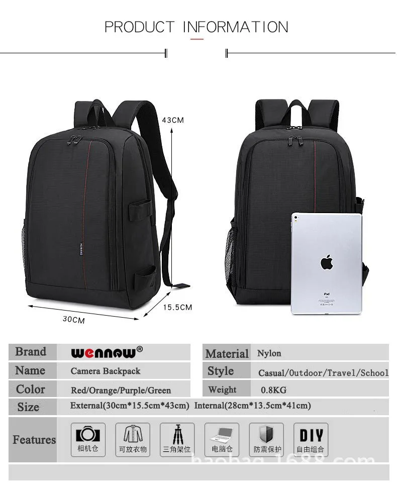 Цифровой рюкзак для однообъективной зеркальной камеры w/15," Сумка для ноутбука и камеры с дождевик для Nikon Canon EOS T7i SL1 SL2 T6i T6s T6 Pentax K70 K50