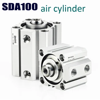 

SDA100 Pneumatic mini air Cylinder SDA Type 100mm Bore 5/10/15/20/25/30/40/50mm Stroke Aluminum Alloy Double Acting Air Cylinder