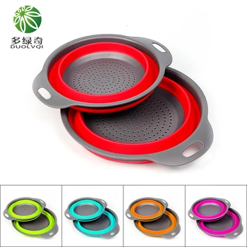 

DUOLVQI Foldable Silicone Colander Fruit Vegetable Washing Basket Magic Basket Strainer Collapsible Drainer Kitchen Tools Gadget